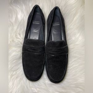Stuart Weitzman Schooldays Loafer Size 8.5 Narrow Black Suede Wedge